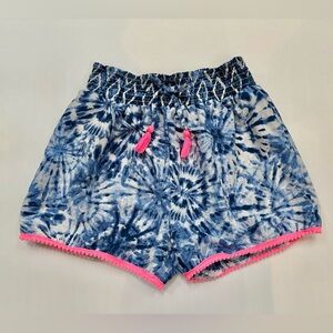Blue Tie-Dye Girls Shorts with Pink Accents - size 10